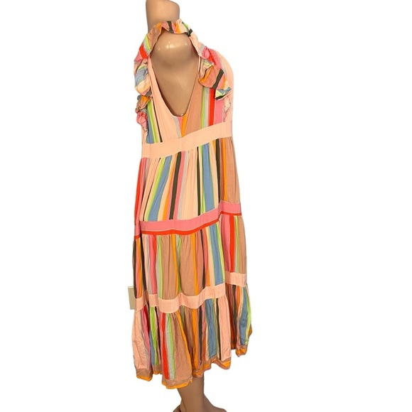 Entro Colorful Striped Tiered Midi Sundressc - Picture 4 of 9